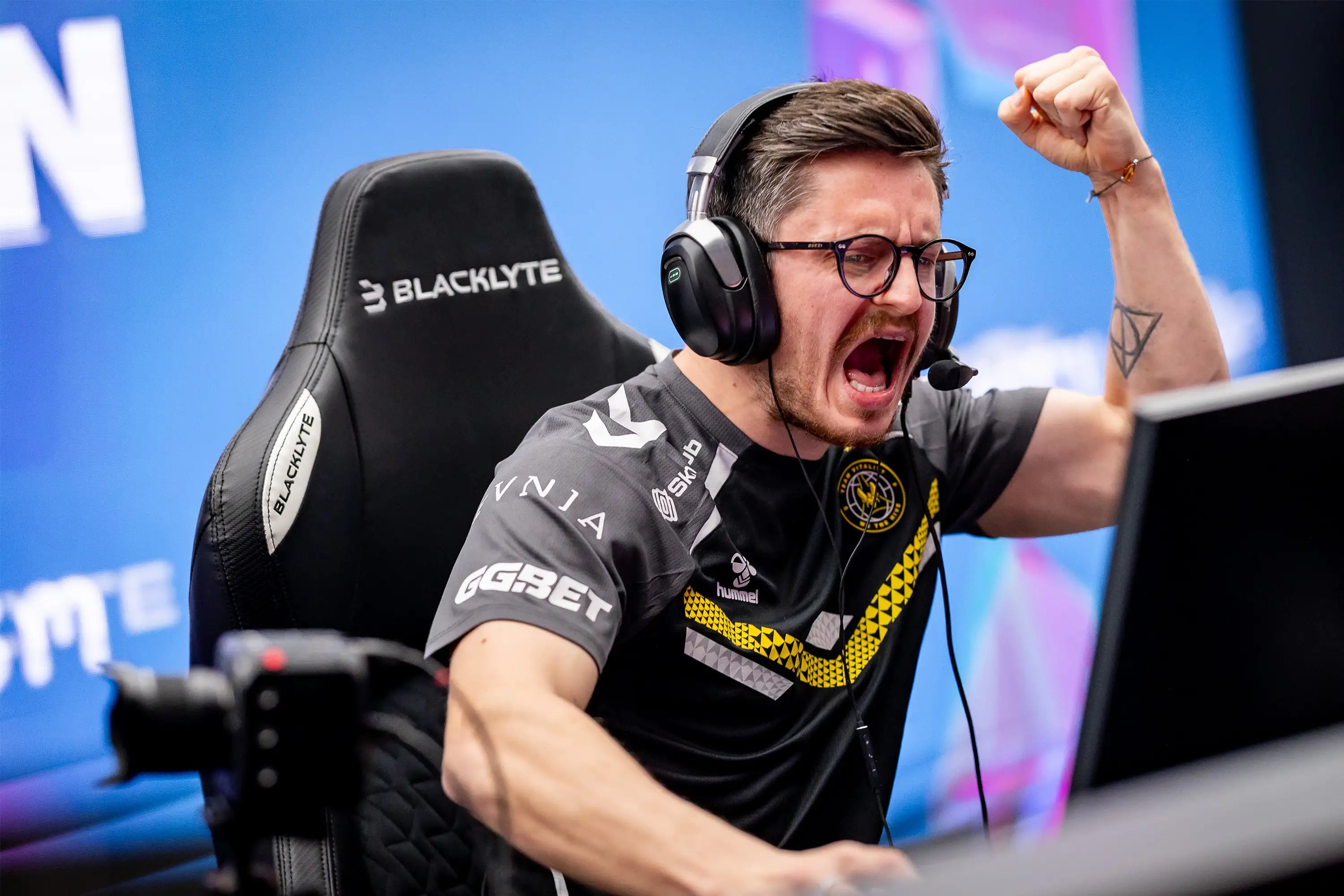 Pro Gamer Using Blacklyte Gaming Chair in Gaming Setup