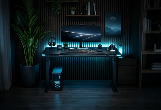 Blacklyte LED gaming desk with integrated lighting