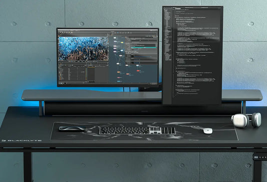 Dual desk arm for desk setup