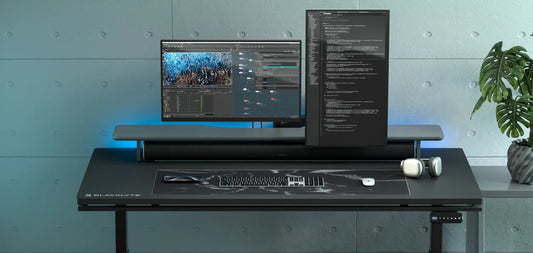 Dual desk arm for desk setup