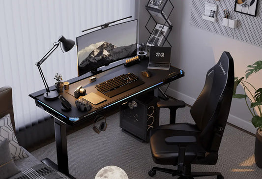 Electric standing desks for gaming setup and home office