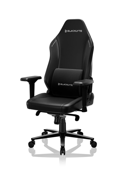 Athena black leatherette gaming chair with lumbar pillow