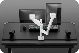 White dual screen arm mount