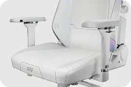 White liquid edition gaming chair with adjustable armrests