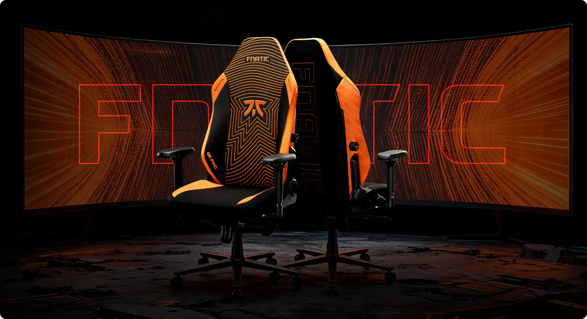 Ergonomic Fnatic gaming chair with adjustable armrests and high back