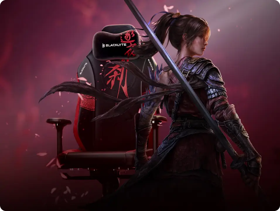 Blacklyte Athena Pro Wuchang edition gaming chair with magnetic headrest pillow